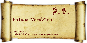 Halvax Veréna névjegykártya